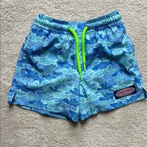 Vineyard Vines Aqua Shark Pattern Swim Trunks